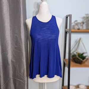 American Eagle Blue Racerback Tank Top Size Small | Zip Back Flowy Sleeveless